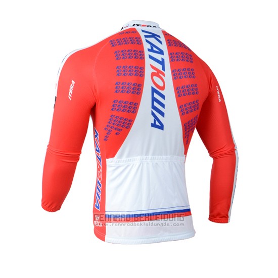 2014 Fahrradbekleidung Katusha Wei und Rot Trikot Langarm und Tragerhose